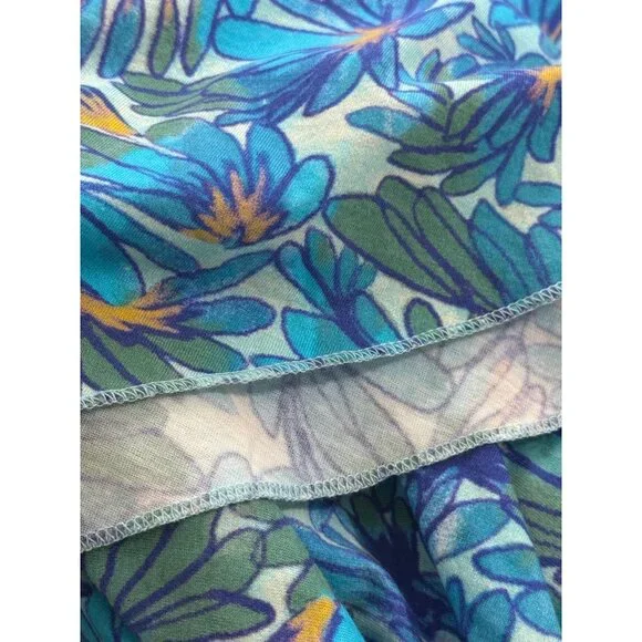 Peruvian Connection Maldives Maxi Dress Pool Blue Floral Pima Cotton EUC Size S - Picture 6 of 10